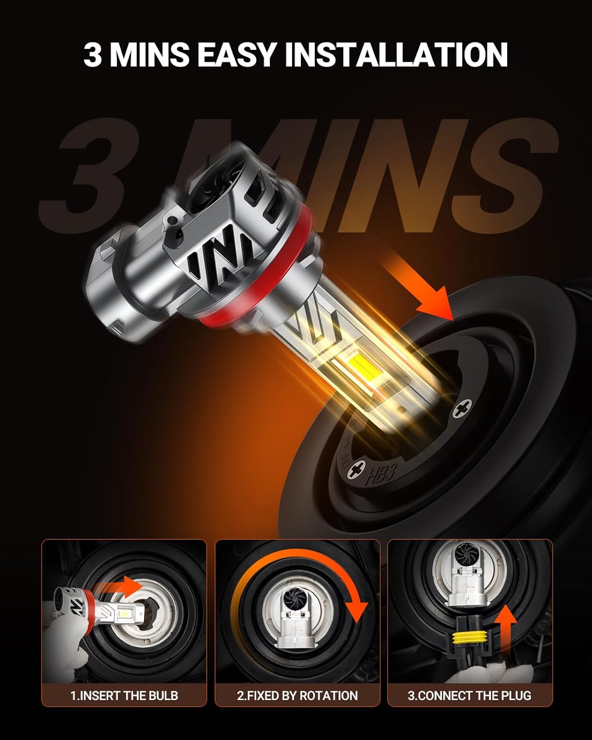 SEALIGHT H9/H11/H8 Bulb, 900% 6500K Output Canbus Ready, H11 H8 LED Bulbs For Powersports IP68 80000Hrs Lifespan, 1：1 Size 3Mins Installation, 2 Pack