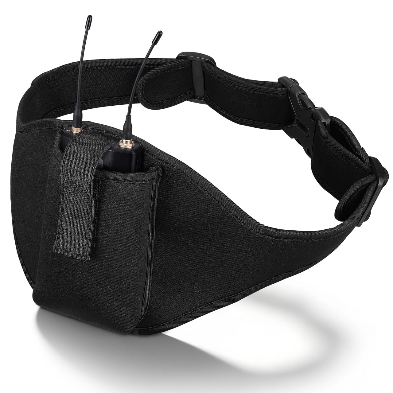 Angoily Fitness Waist Pack Adjustable Mic Belt with Secure Quick-Release Buckle Neoprene Microphone Carrier Pouch for Running Yoga Training
