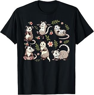 Opossum Poses Flowers Cute Possum Floral Girls Kids Women T-Shirt