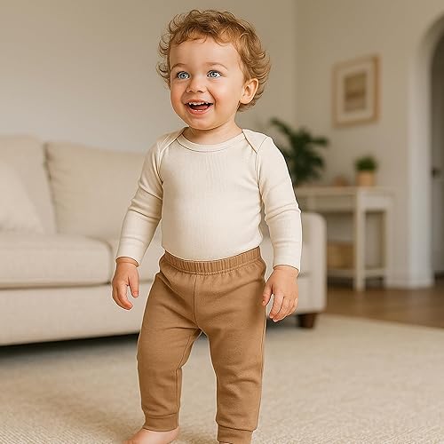 Miniatura 2 de SOBOWO Pantalones deportivos sólidos para bebé, unisex, de algodón, para recién nacidos, niñas de 0 a 24 meses