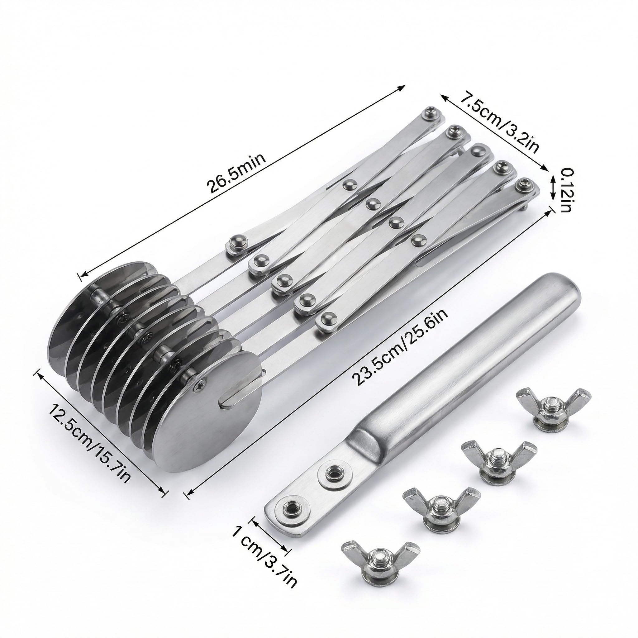 Tagliapasta – 5 ruote espandibili in acciaio per affettatrice per pasticceria multiuso, ideale per pizze, biscotti, pasticcini, ravioli, facile da usare, utensile da cucina