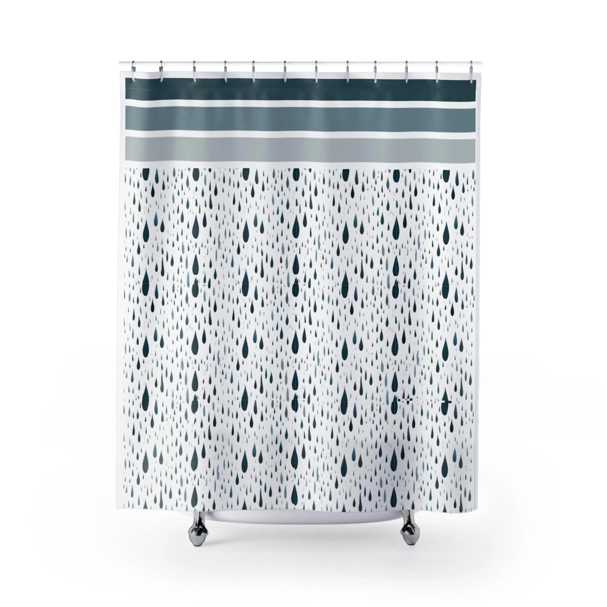 Rideau de douche moderne lavable motif pluie, accessoire de salle de bain 200 x 243 cm
