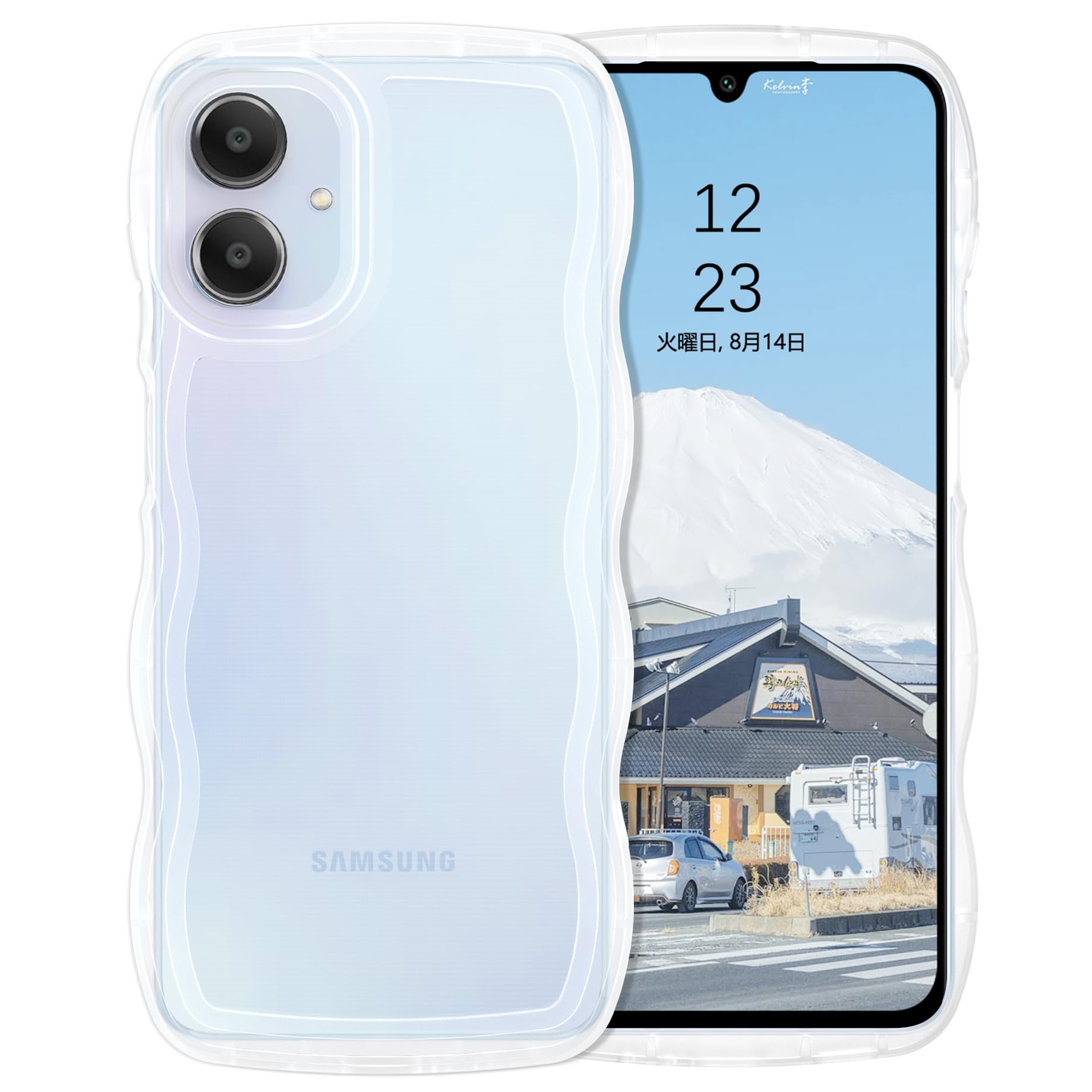 VENINGO Galaxy a25 5G ケース ギャラクシーa25 ケース ウェーブ 半透明フレーム おしゃれ TPU 韓国 かわいい 可愛い スマホケース 人気 シンプル 滑り止め 薄型 軽量 耐衝撃 指紋防止 レンズ保護 ストラップホール付き シリコン TPUバンパー Galaxy a25 5G SC-53F SCG33 6.7インチ クリア