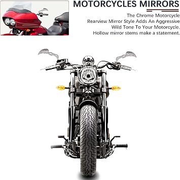 DREAMIZER Motorcycle Mirrors Teardrop Flame Chrome Compatible with Sportster XL 883 1200 48 72 Softial Street Dyna Bob Street Glide Road King Night Train,Chrome#