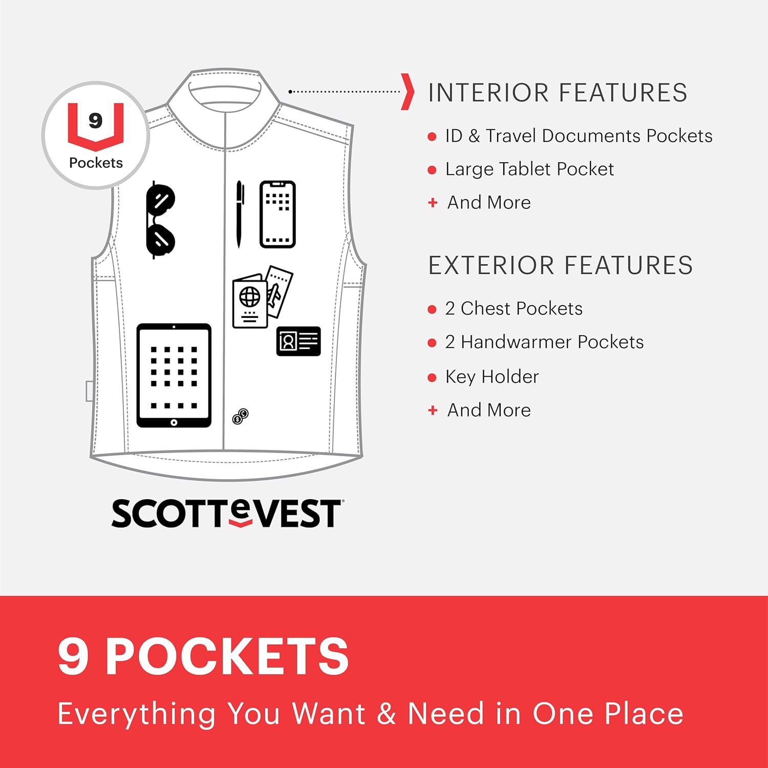 SCOTTeVEST 101 Vest for Men - 9 Hidden Pockets - Water Repellent for Travel & More - Image 5