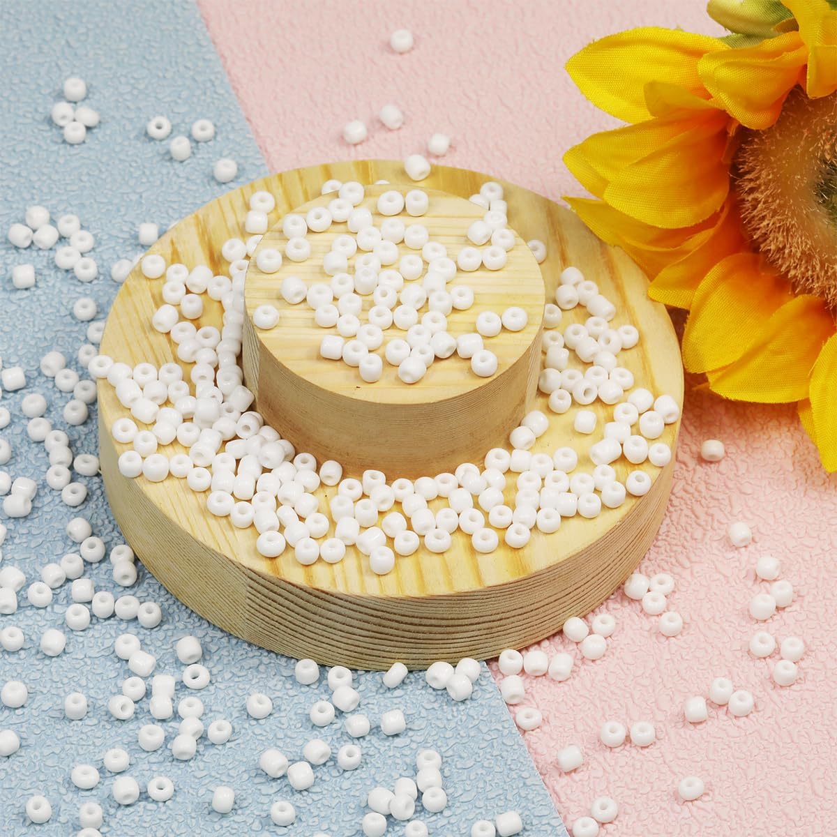 4mm White Seed Beads for Jewelry Making 200 Grams About 3380pcs,6/0 Glass Craft Beads for Making Earrings, Bracelets, Pendants, Waist Jewelry, DIY Handmade Seed Beads (White-4mm) - Image 3