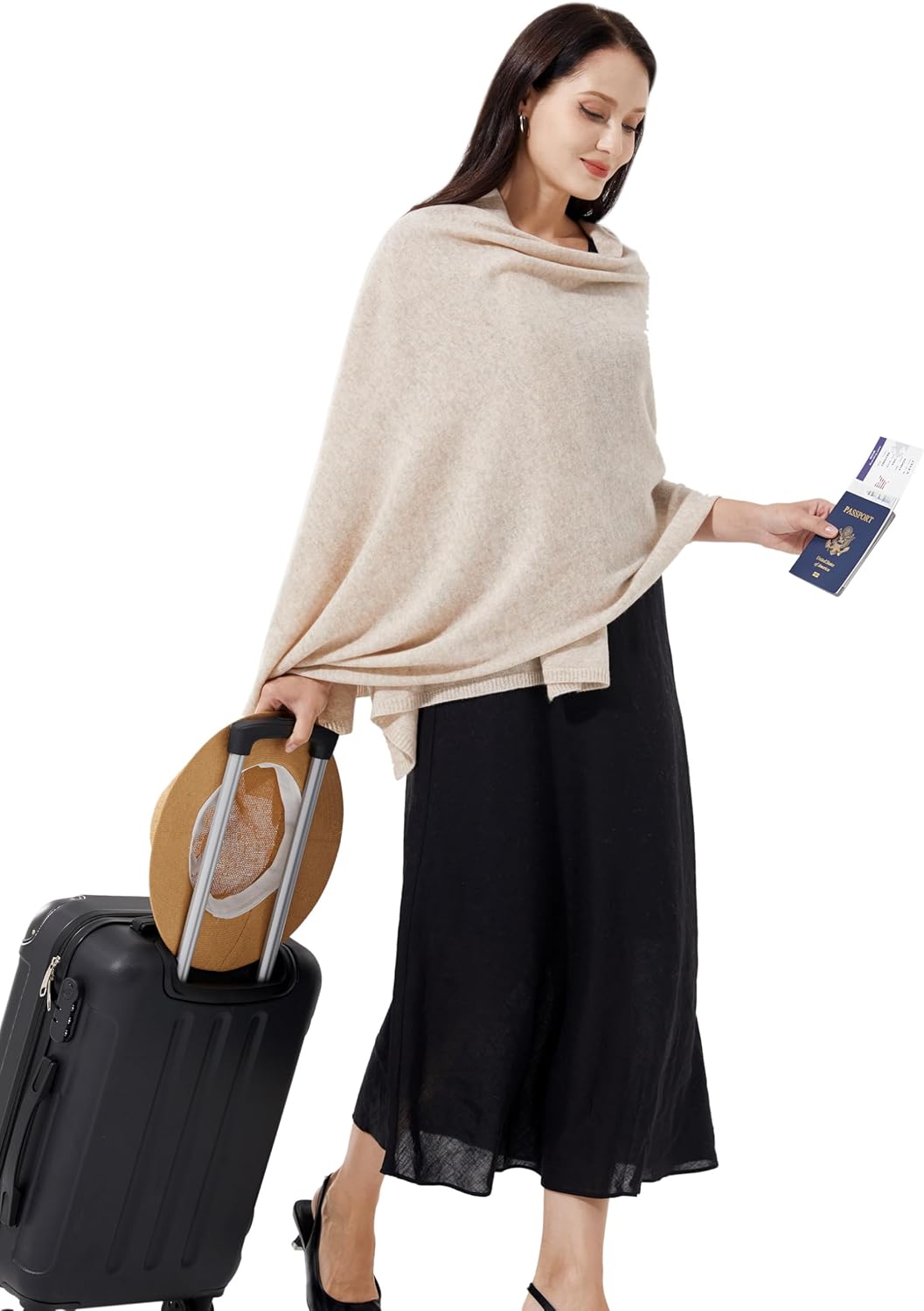 Soft Cashmere Blend Wrap Chic Scarf Stole for Women Wayfarer Travel Extra Large 87"x28" - Image 2