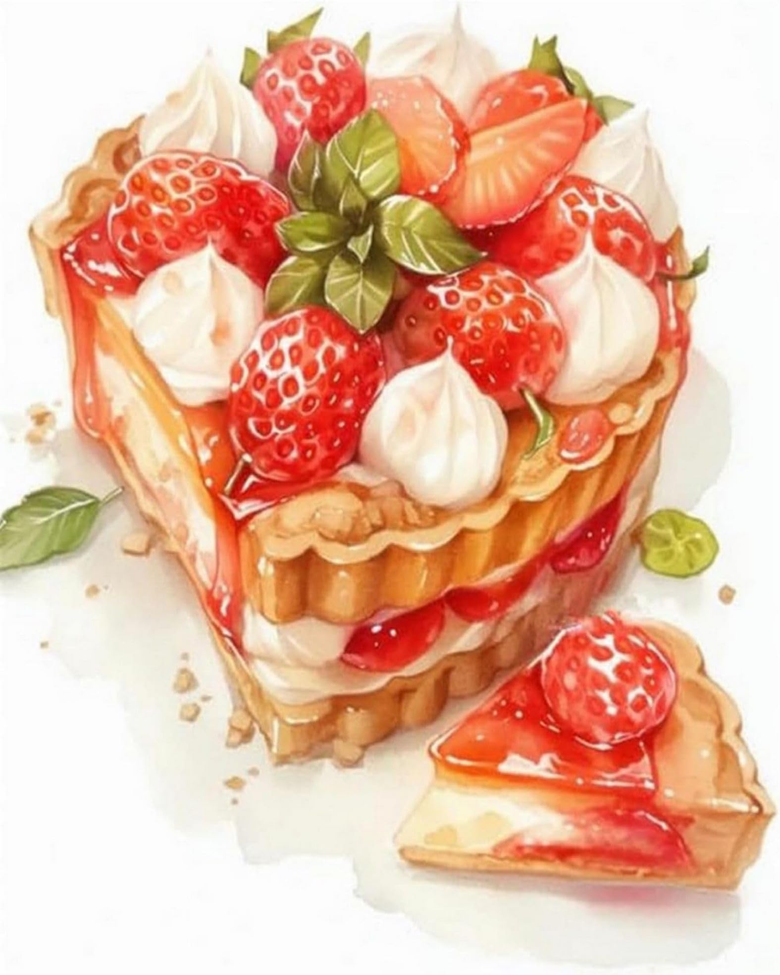 LEYIUYIU Kit punto croce stampato semplice fai da te per principianti adulti 11CT motivi di ricamo a mano decorazione della parete di casa - Torta alle fragole - 40x50cm