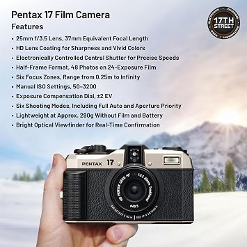 Pentax 17 Half-Frame Compact Film Camera with Kodak Gold 200 Roll Film Kit