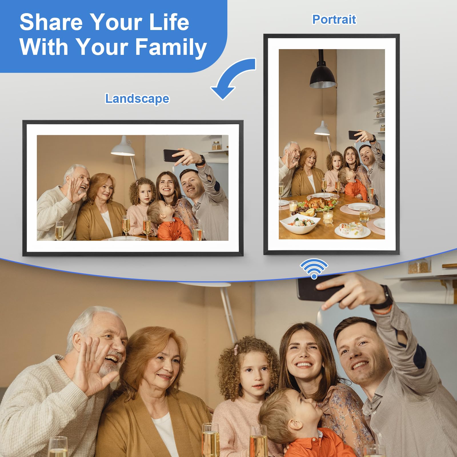 Digital Picture Frame 32G WiFi 15.6 inch Digital Photo Frame with