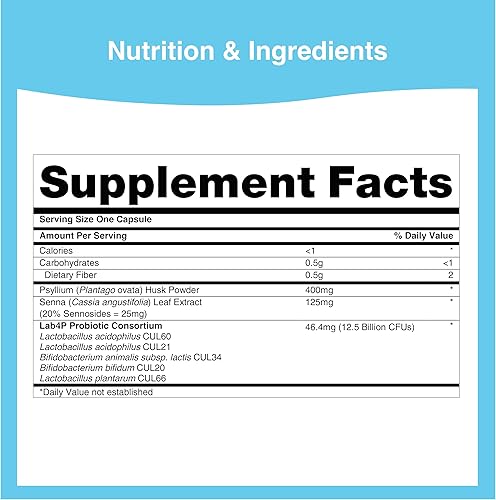 Miniatura 5 de Pro-Ven Laxabiota Probiótico diario para alivio ocasional del estreñimiento, 12.5 mil millones de UFC, laxante natural (Senna) y fibra  Regularidad