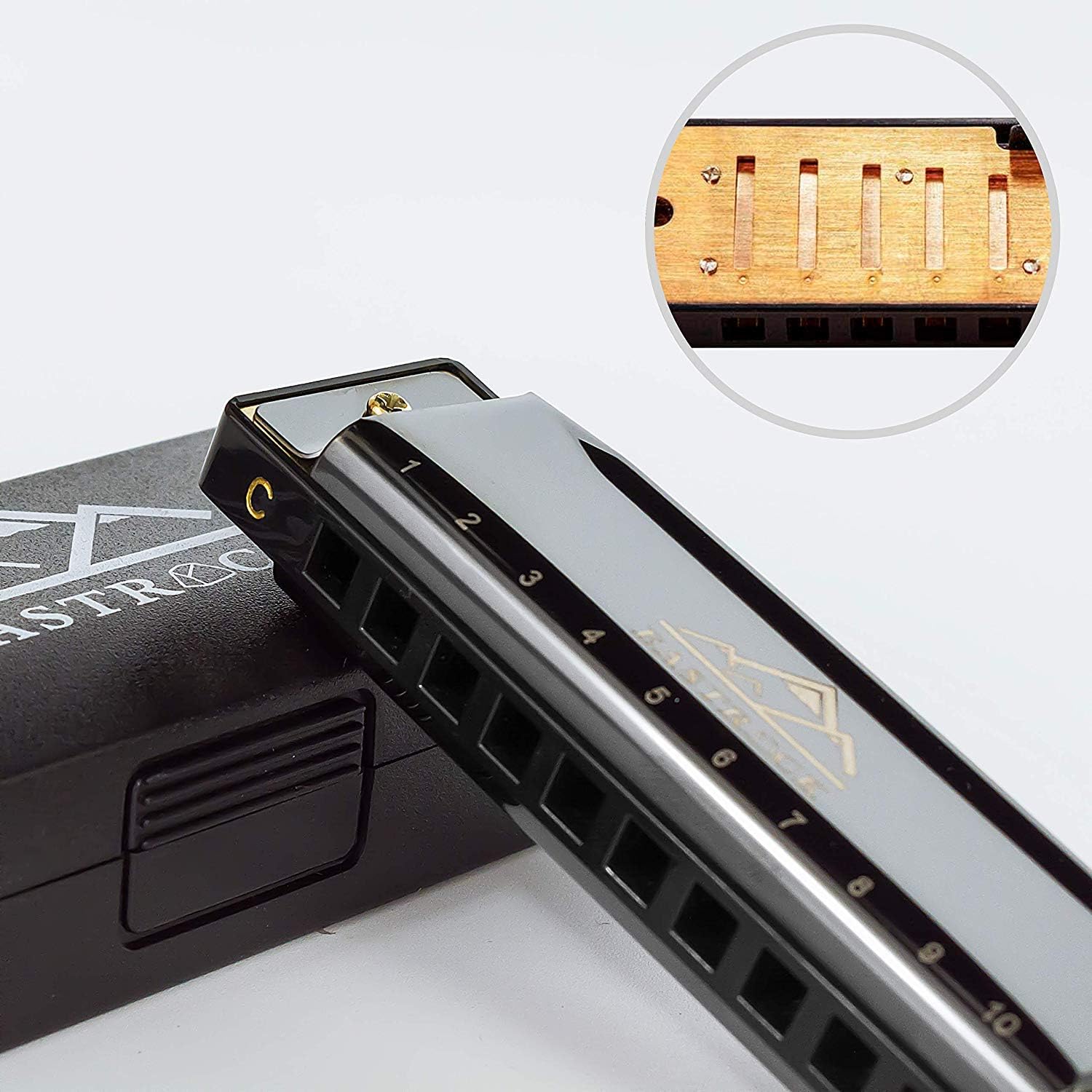 EastRock Blues Harmonica Mouth Organ 10 Hole C Key with Case, Diatonic Harmonica for Professional Player Beginner Students gifts, Adult Friends Gift Black : Musical Instruments