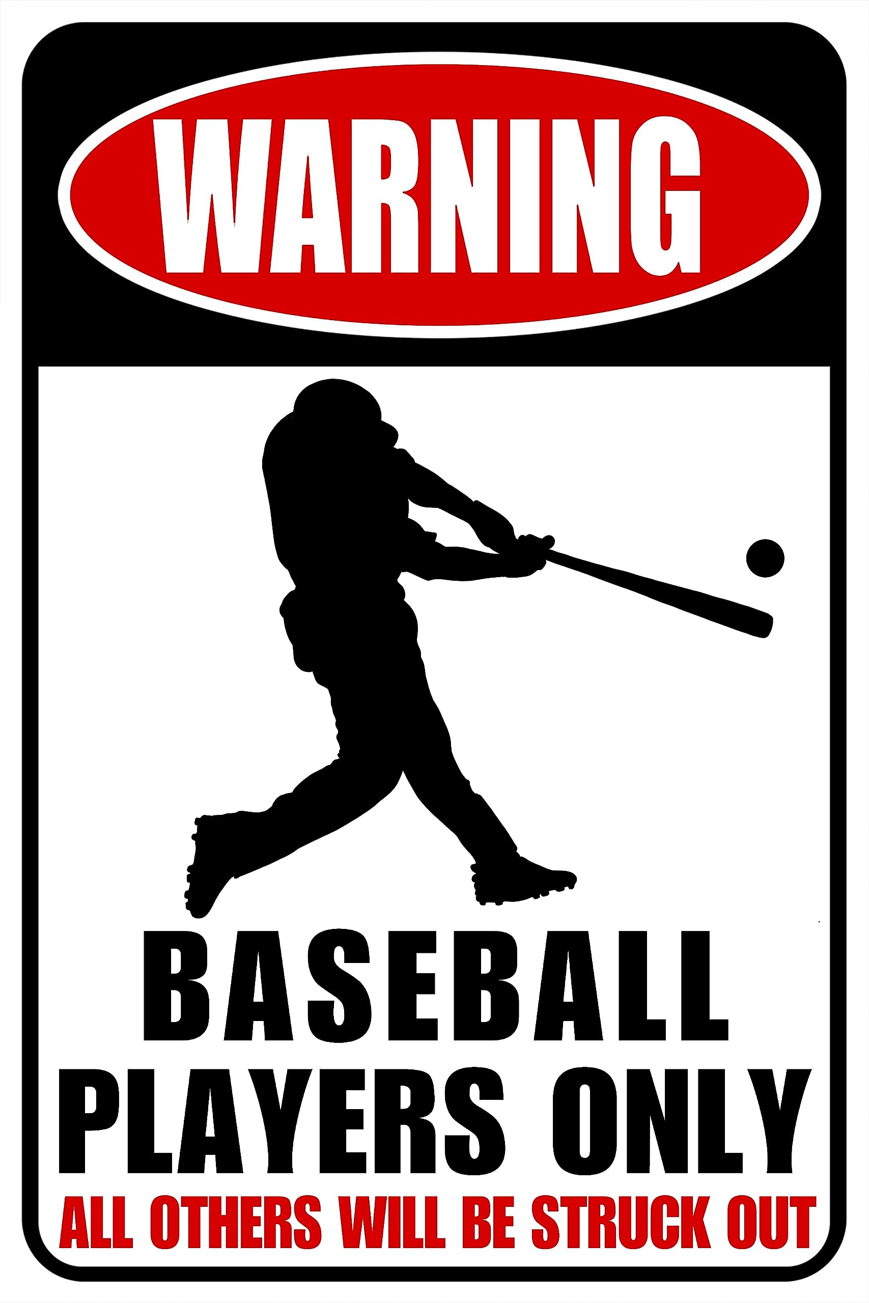 peiyeety Metal Tin Sign Baseball Themed Wall Decor Players Only Distressed Rustic Plaque For Game Room Living Room Bedroom Office Patio Garage Bar She Shed, 8×12 INCH