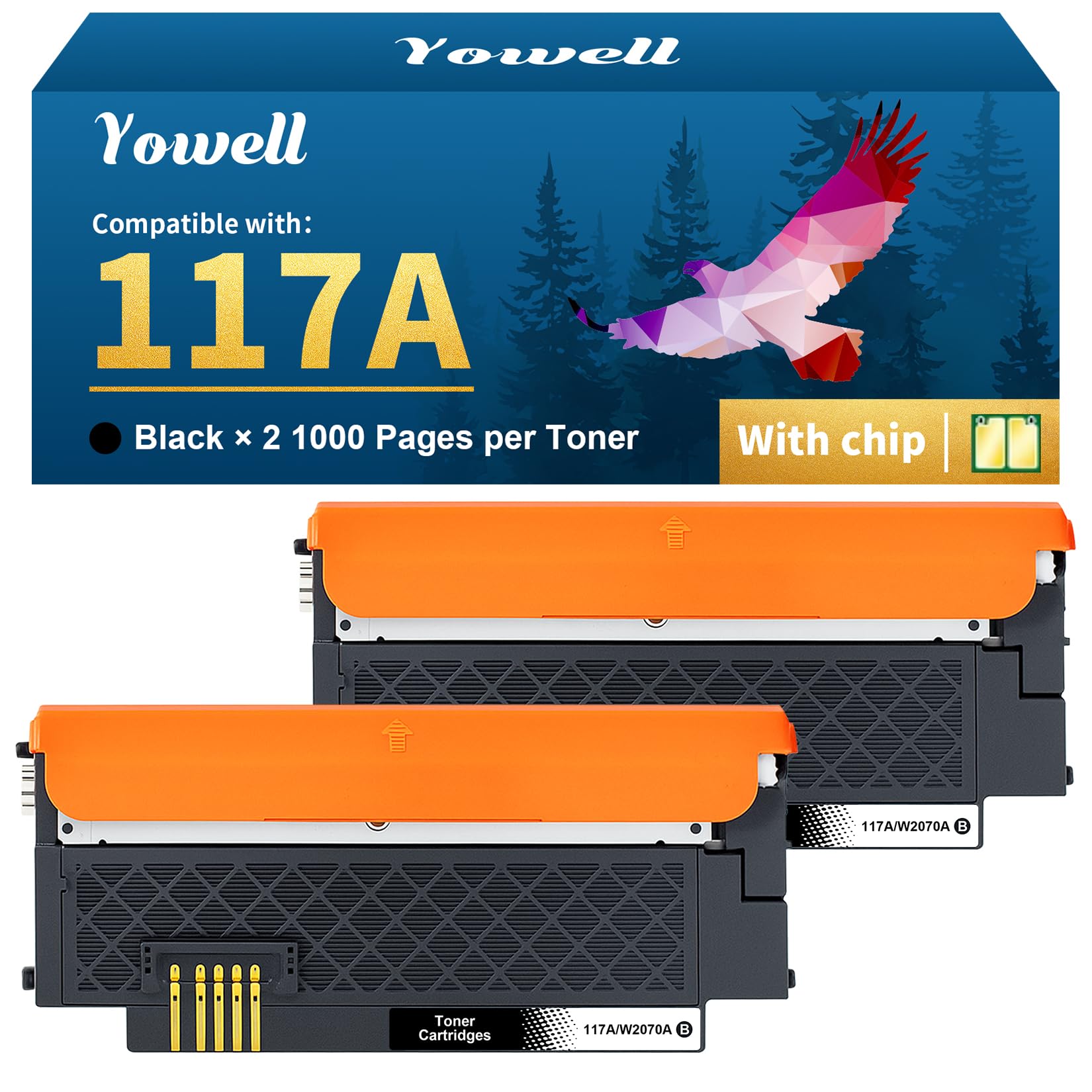 Yowell 2X 117A Negro Cartucho de Tóner Compatible para Toner HP Color Laser MFP 178nw para Toner HP Color Laser 150nw 150a 150w 179fnw 178nwg 179fwg W2070A (2 Negro) | Compatible con Color Laser MFP 178nwg 179fnw 178nw 150nw 150w 178 179 W2070A W2071A W2072A W2073A - 2 Negro