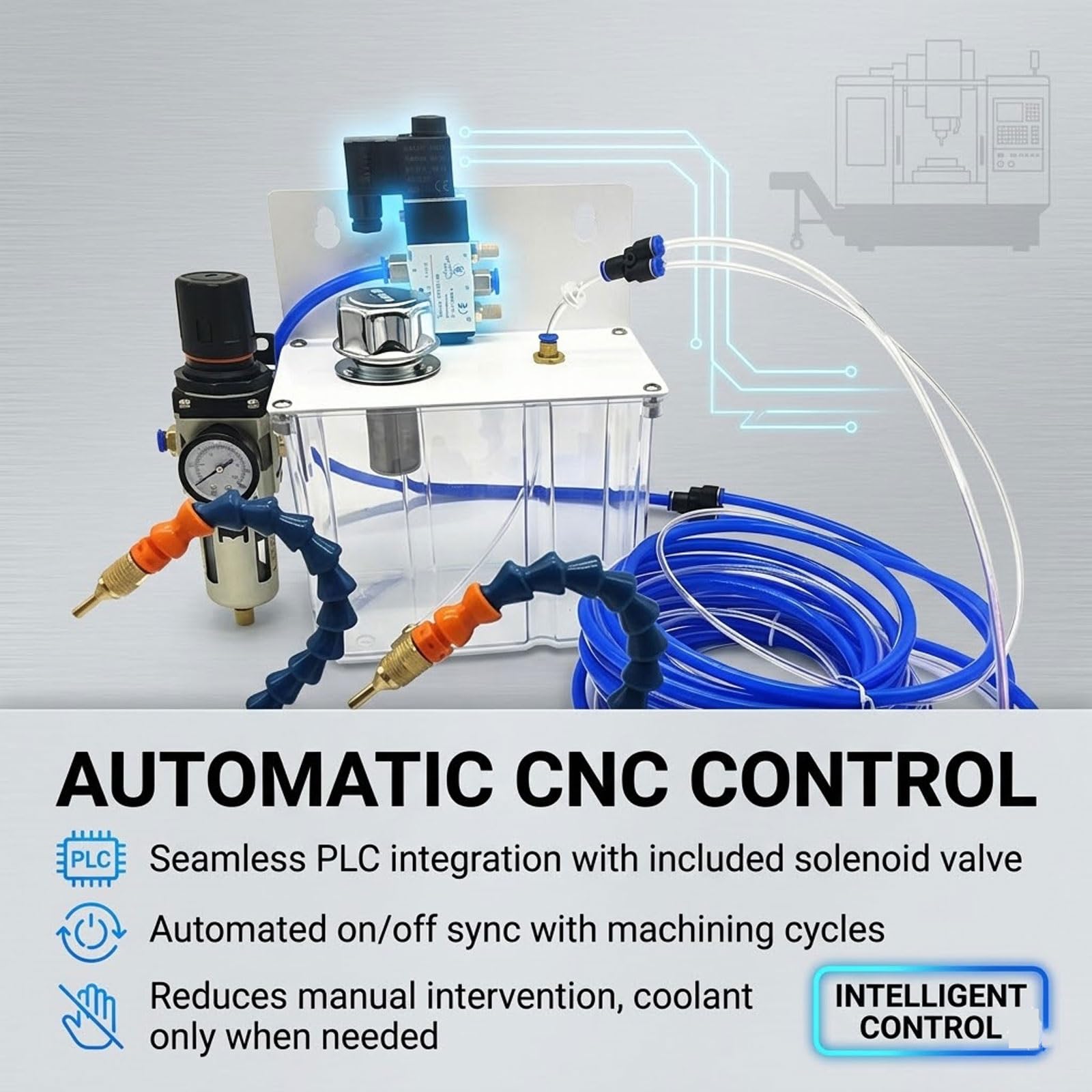 Pneumatyczny rozpylacz mgły chłodzącej, samozasysający system CNC MQL z zaworem elektromagnetycznym, pompa natryskowa do tokarki, frezarki