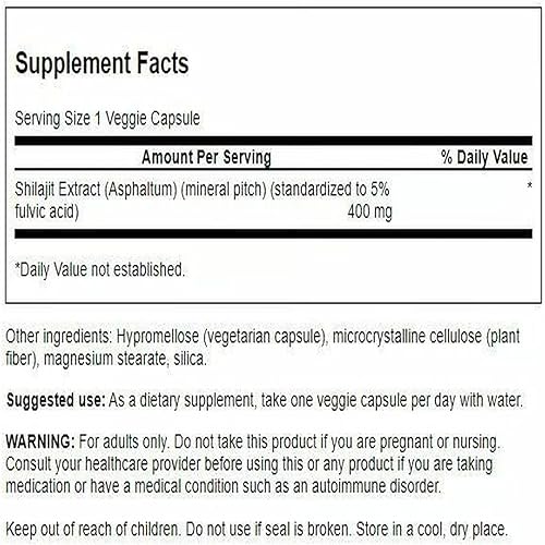 Miniatura 2 de Swanson Extracto de Shilajit  Suplemento de hierbas que promueve el crecimiento celular  Fórmula natural para el bienestar general  (400 miligramos