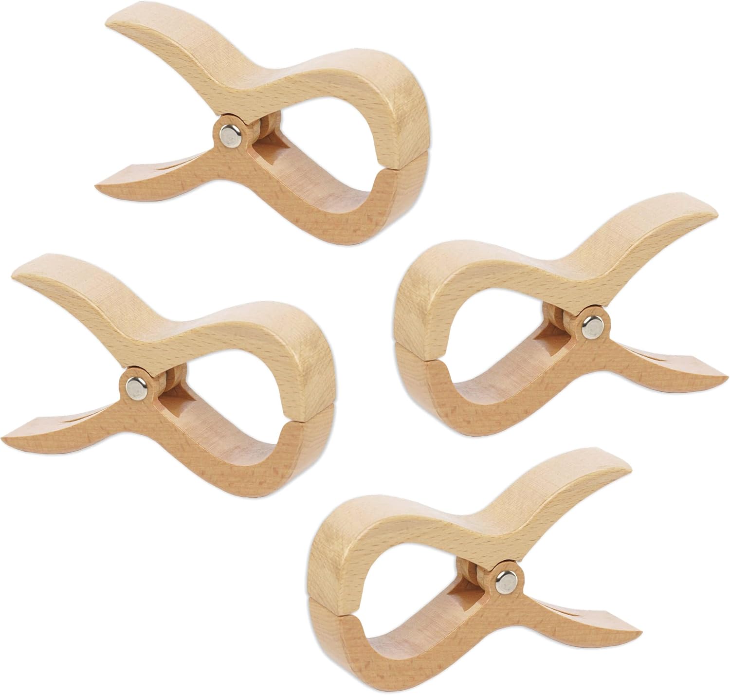 tuuli Wooden Pegs, Large Wooden Pegs, Clothes Pegs for Beach Towel Clip, Beach Lounger, Yacht, Pram, Laundry Accessories, Pack of 4 - 1