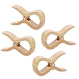 tuuli Wooden Pegs, Large Wooden Pegs, Clothes Pegs for Beach Towel Clip, Beach Lounger, Yacht, Pram, Laundry Accessories, Pack of 4 - 1