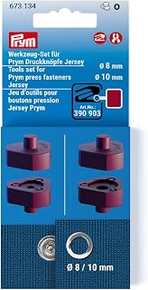 Prym 673134 Werkzeug-Set für Jersey Druckknöpfe – Ø 8 & 10 mm – Verarbeitungsset mit 4 Werkzeugen & Anleitung – passend für VARIO Zange & Creative Tool – brombeerfarben, 1 Set