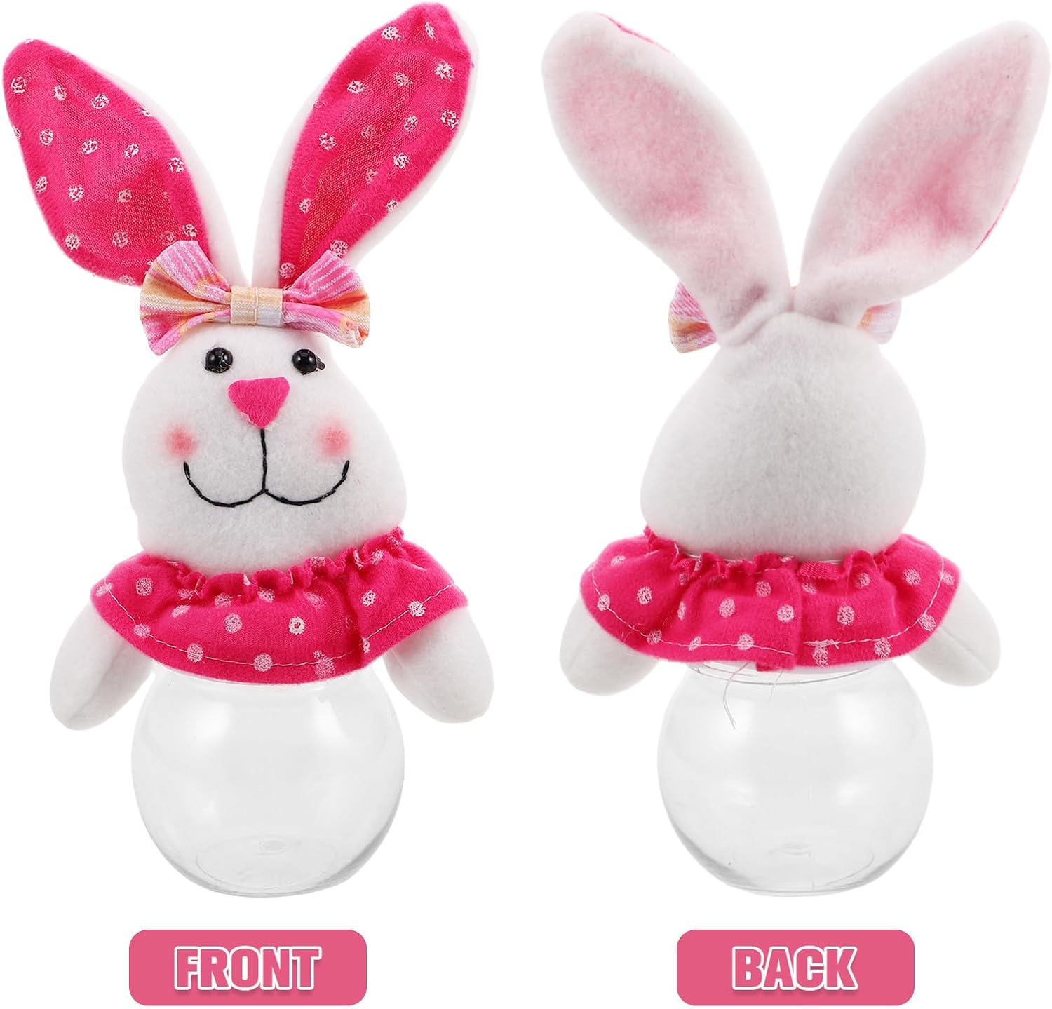 Reusable Pink Bunny Candy Container Lightweight Pvc Easter Bunny Shaped Candy Bottle for Party Favors and Storing Chocolates or Tiny Items, Easy to Store Easter Treat Box