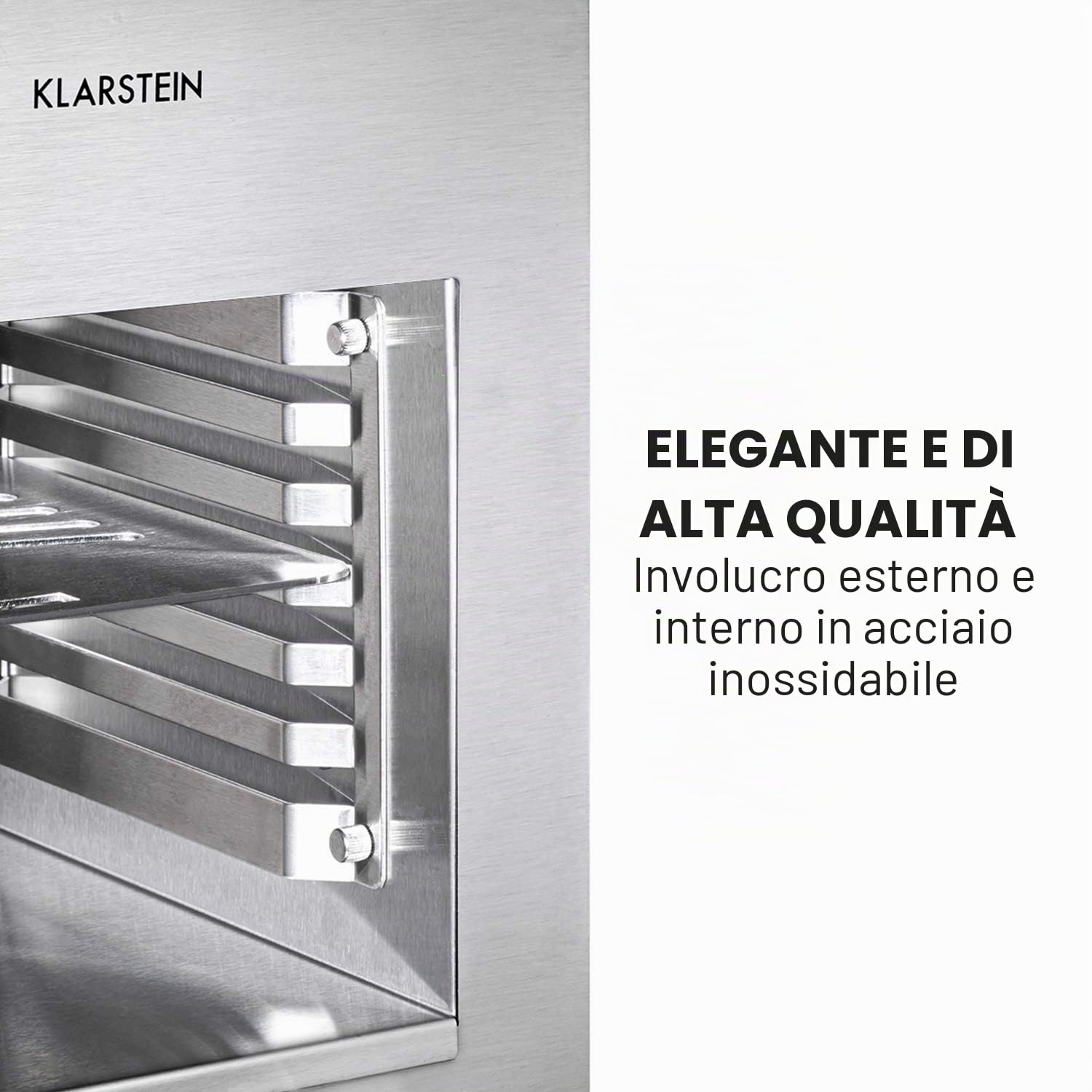 Klarstein Hannibal - Griglia ad Alta Temperatura, Indoor, Interni, Potenza: 2.200 W, 200-850 °C, Elemento a Infrarossi, CharForce System, Superficie: 18,5 x 30 cm, Display LED, Timer, Argento