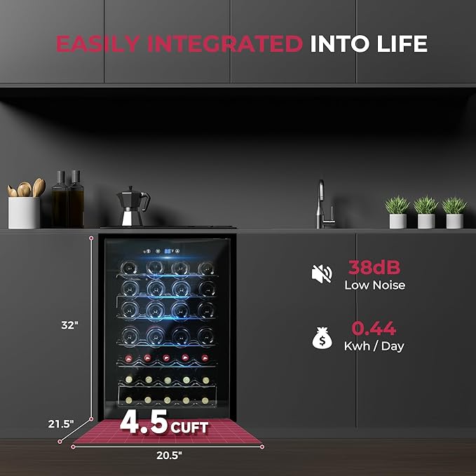 Icyglee 4.5 CU.FT Wine Cooler Refrigerator, Small Freestanding Wine Fridge for Red, White and Champagne, Mini Fridge with Adjust Temperature, Black on Fridge.com