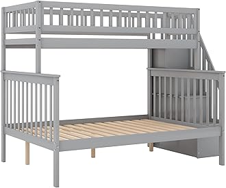 SOFTSEA Twin Over Full Bunk Bed with Staircase