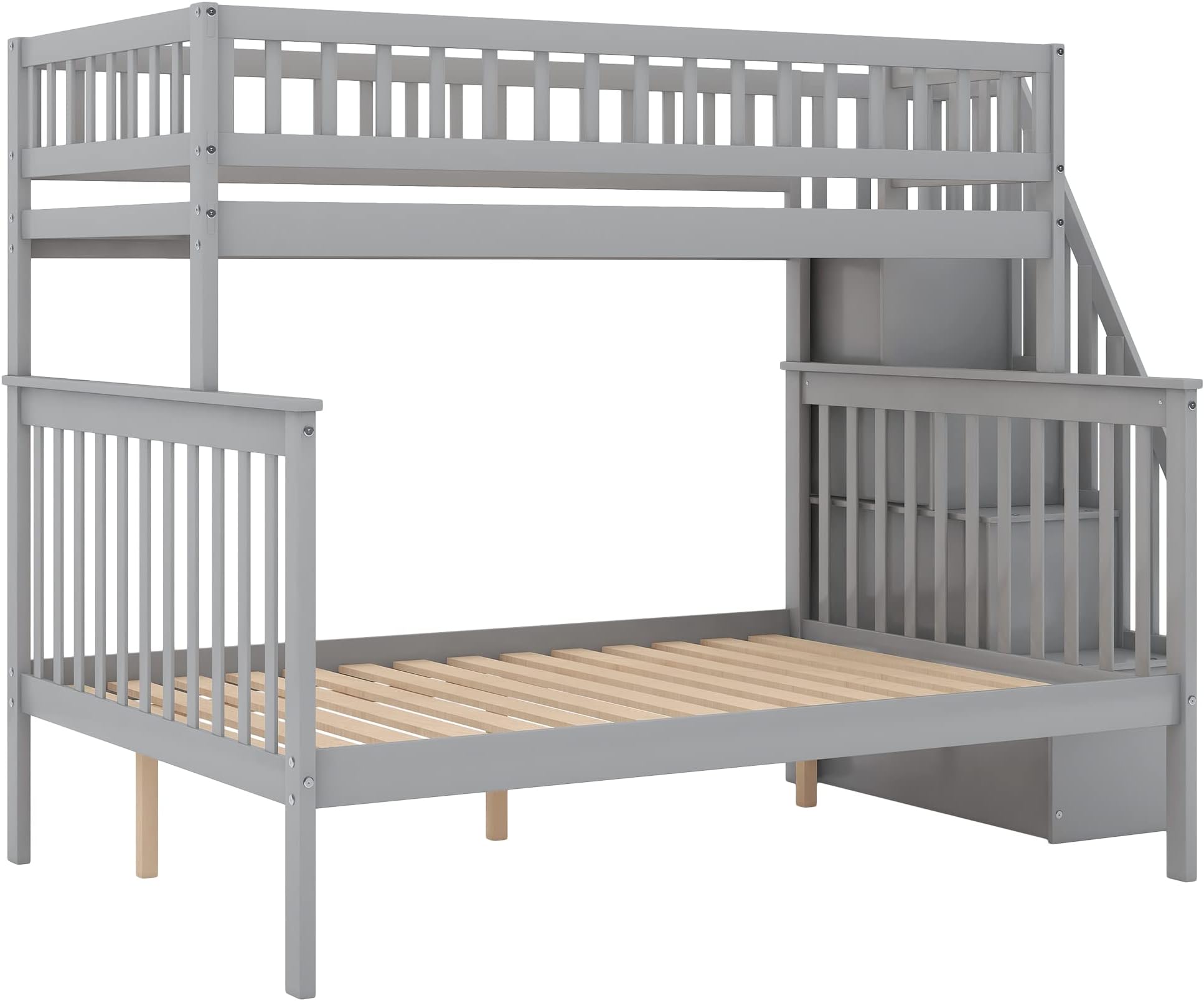 SOFTSEA Twin Over Full Bunk Bed with Staircase