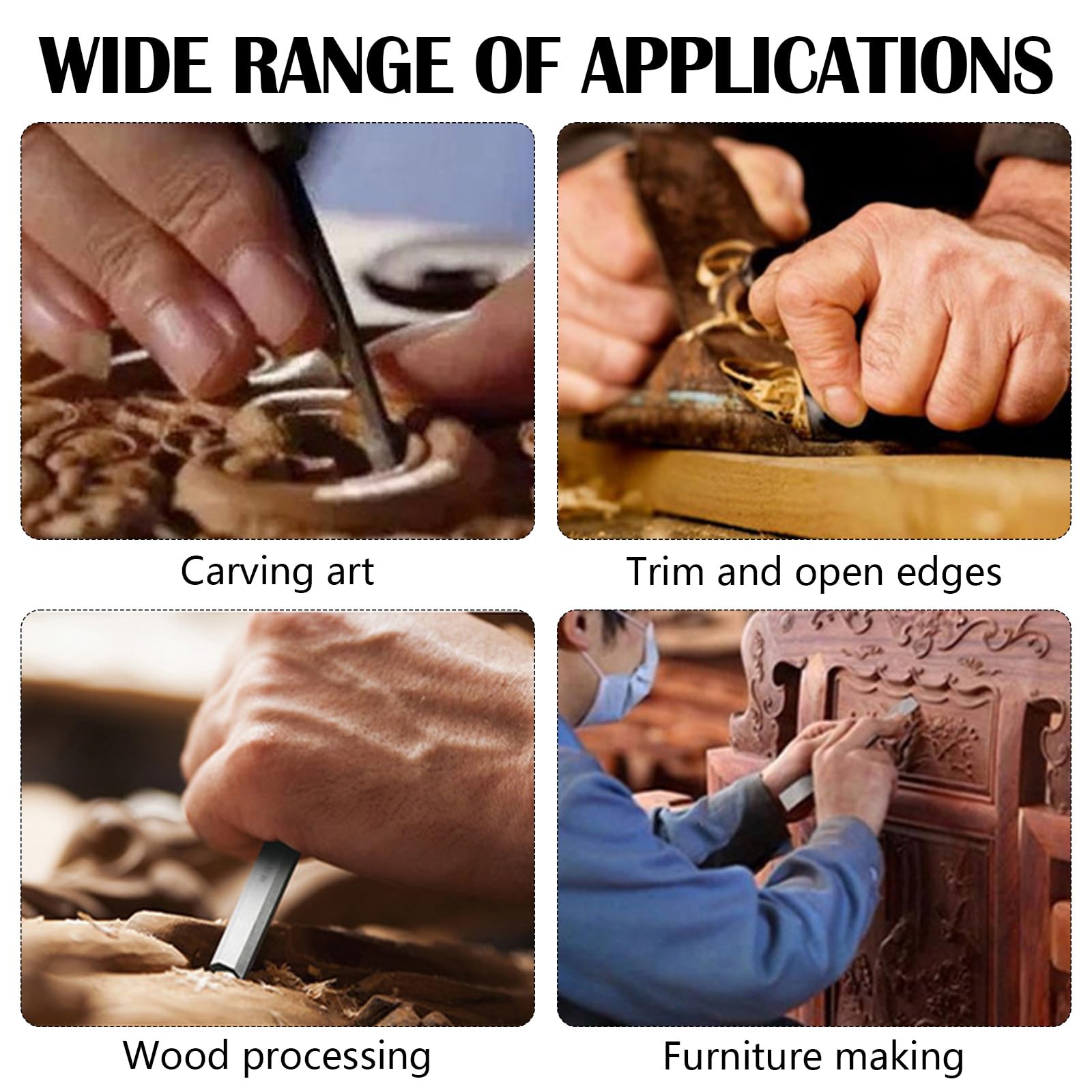 Juego De 8 Cinceles Para Madera, Herramienta De Cincel Manual Para Tallar Madera, Con Piedra De Amolar Y Guía De Molienda, Juego De Cinceles Para Trabajar La Madera De Nogal Negro