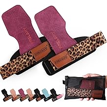 Frelaxy Lifting Wrist Straps Women and Men, Weight Lifting Grips with Cushion Wrist Loop, Double Layer Leather and Storage Pouch, Gym Workout Straps for Deadlift and Powerlifting