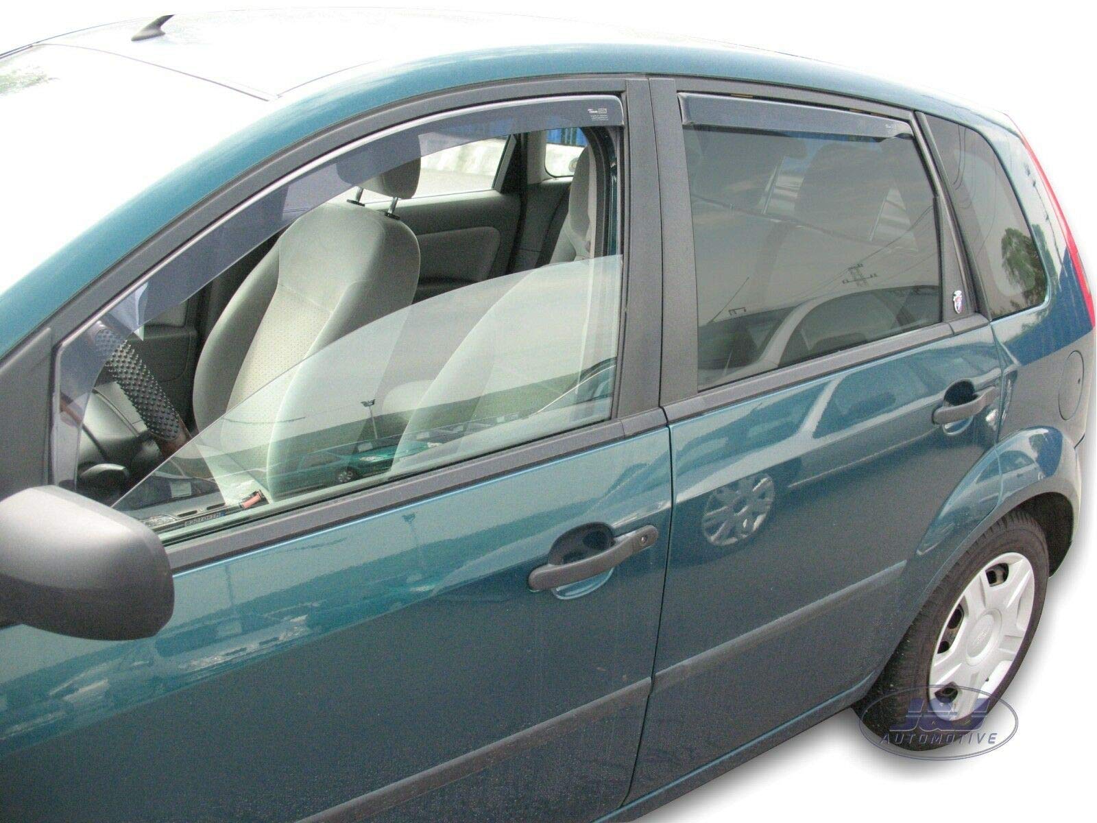 J&J AUTOMOTIVE Deflettori d'Aria per Ford Fiesta 6 5-Porte Berlina 2002-2008, Set da 4 Pezzi, Nero Fumé Oscurato Heko