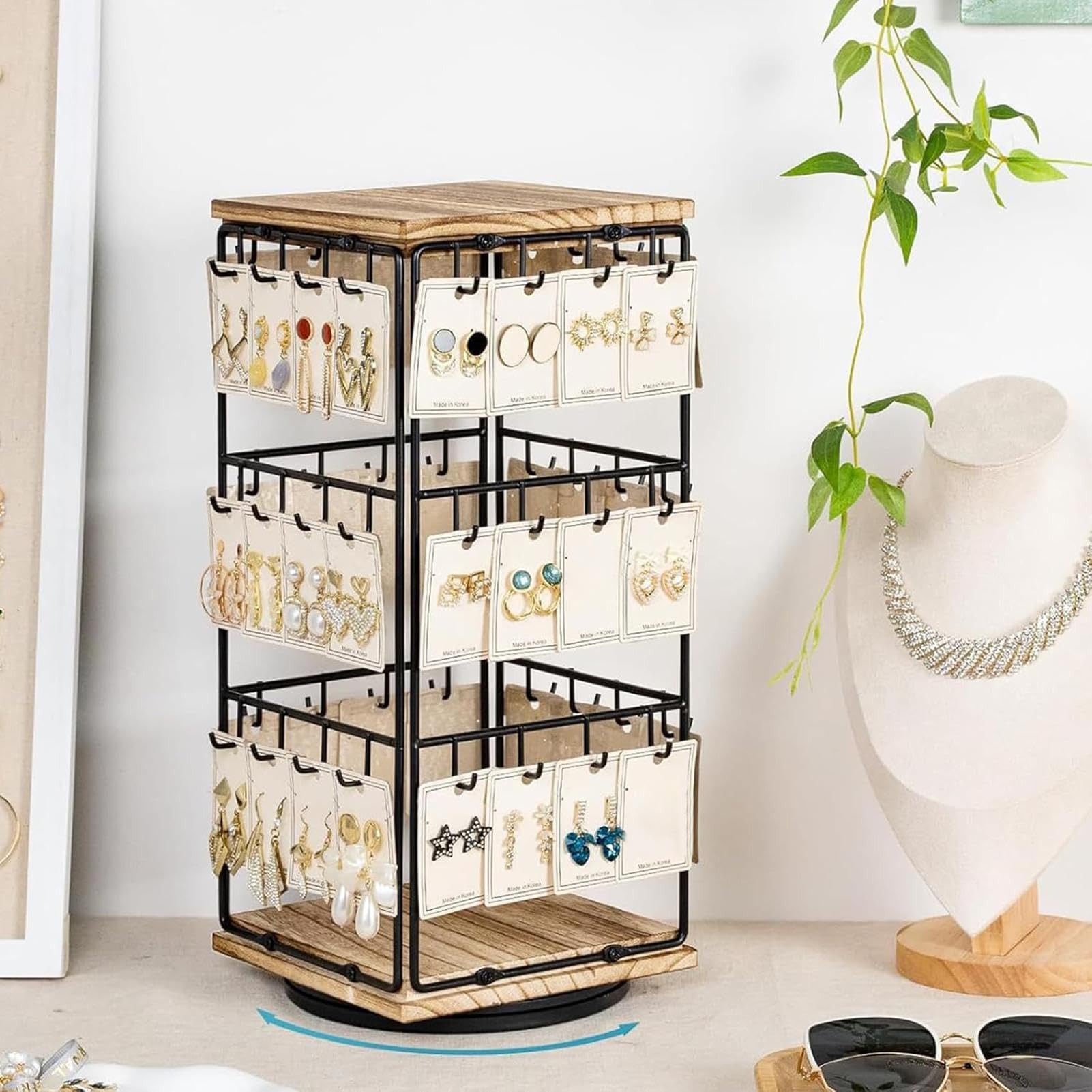 Espositore Per Orecchini 360° Rotante 48 Ganci Espositore Contenitore | Albero Organizer Per Orecchini Da Donna Per Braccialetti Anelli Portachiavi Catene Casa Camera Da Comò Venditori Mercato
