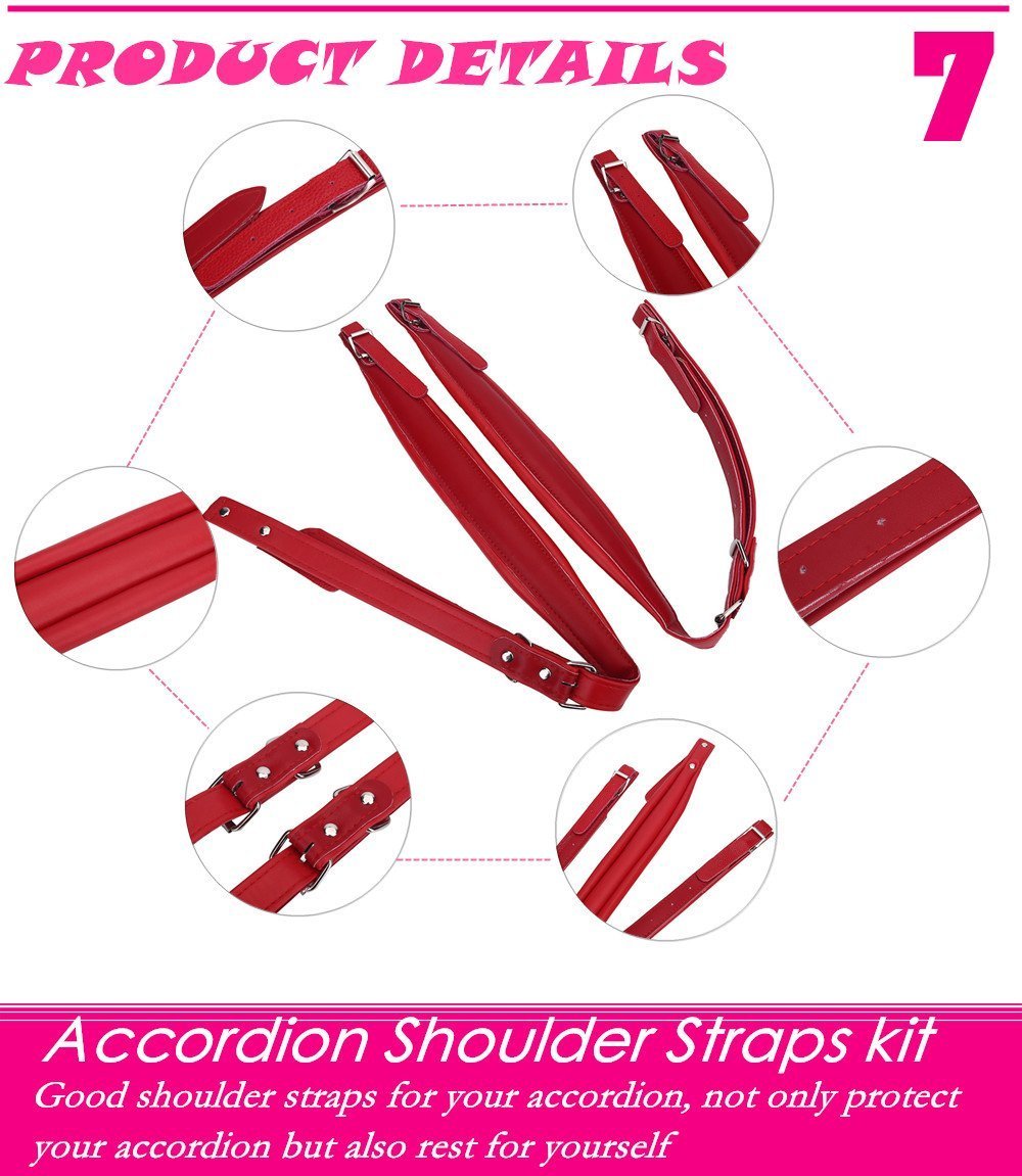 Réglables en Cuir d'unité Centrale d'accordéon de Courroie d'épaule réglées, Ceinture d'accordéon Confortable de courroie d'accordéon Résnte à l'usure douce Standard pour les Accordéons de Basse 1