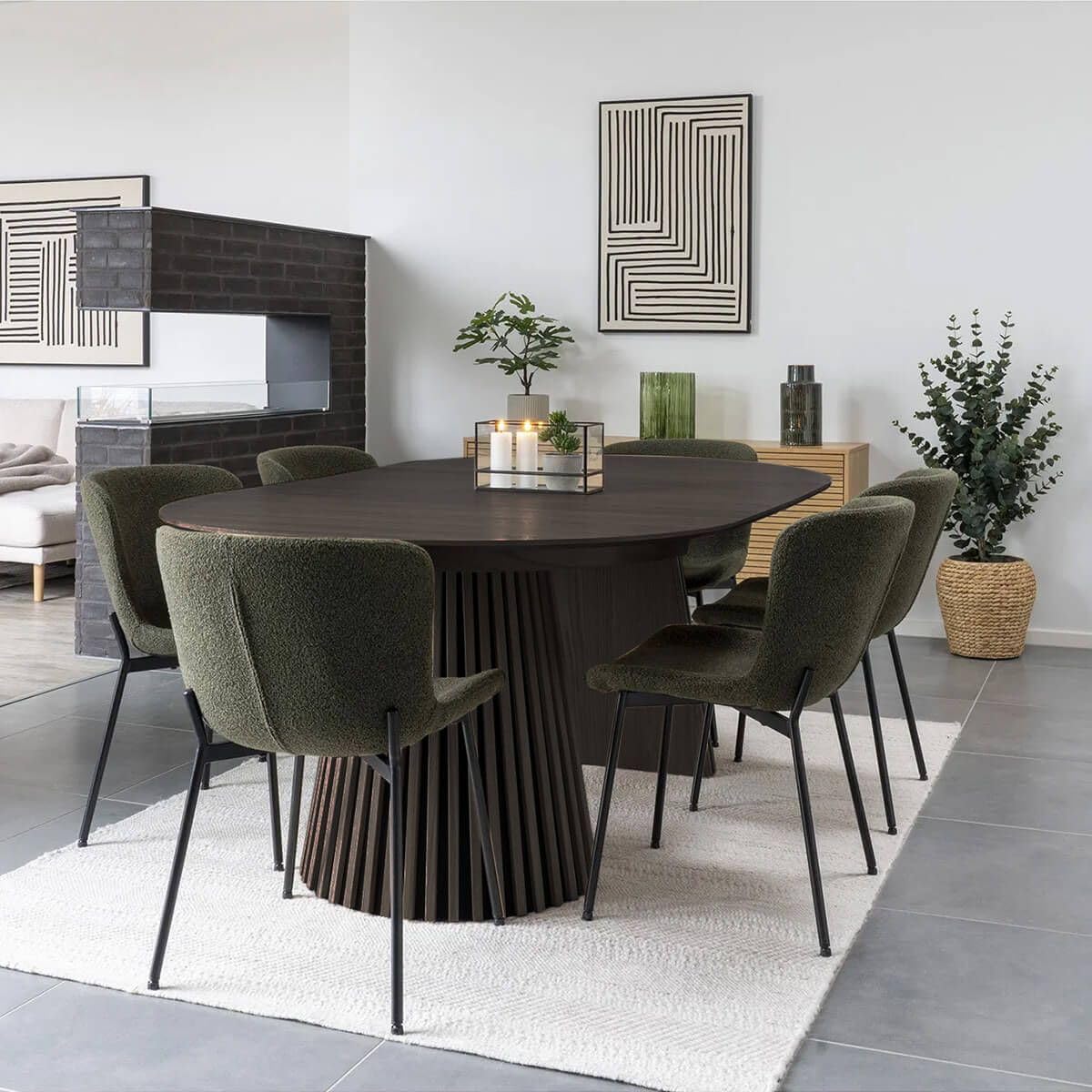 DUBLIN - Table Extensible à 200cm Pied Relief MDF Placage Chêne fumé