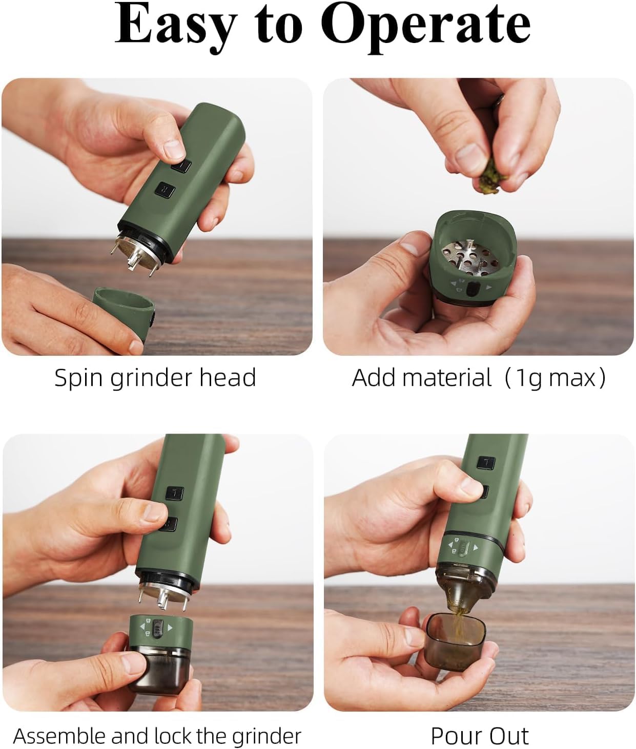 Automatic Electric Spice Grinder,USB Rechargeable Powered, Mini Portable Spice Mill Machine for the Kitchen(Green)