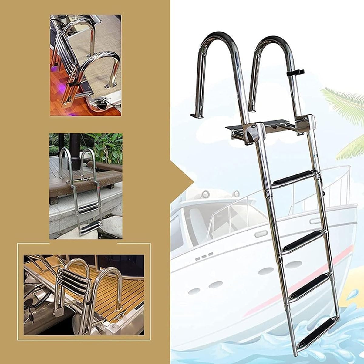 Outdoor Above Ground Pool Ladder,4 Steps Anti Slip Swimming Pools Ladder,Heavy Duty Ladder,Max Load Capacity 200KG,for Backyard