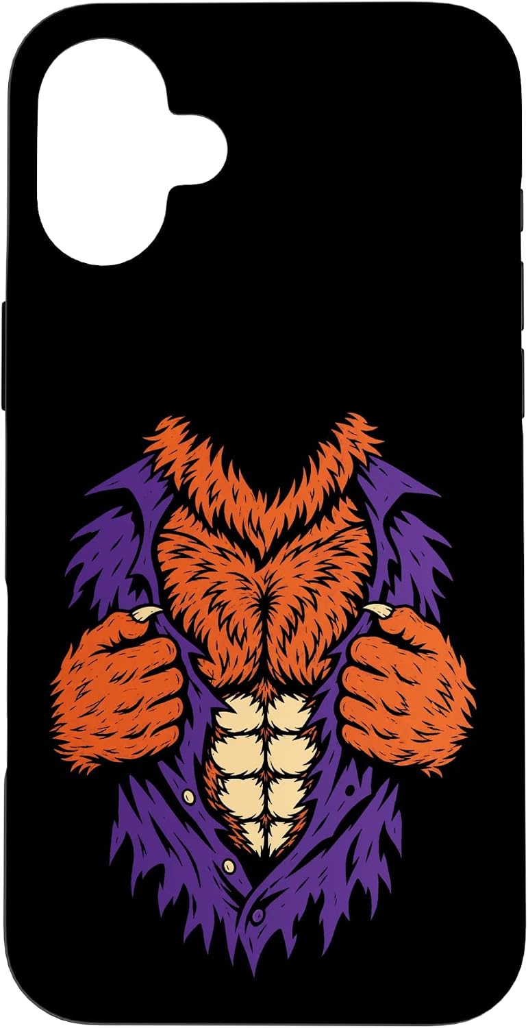 Halloween Werewolf Lion Mane Costume Funny Muscle Chest Case for iPhone 16 Plus