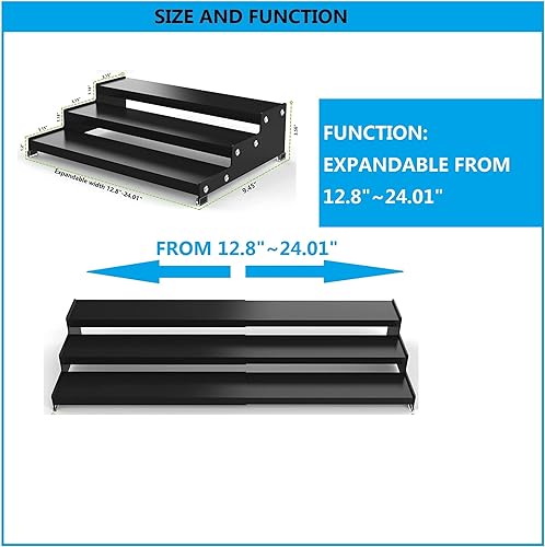 Miniatura 5 de Organizador de almacenamiento expandible para especias con estante de 3 niveles para armario, organización de estantes de condimentos. Ideal para