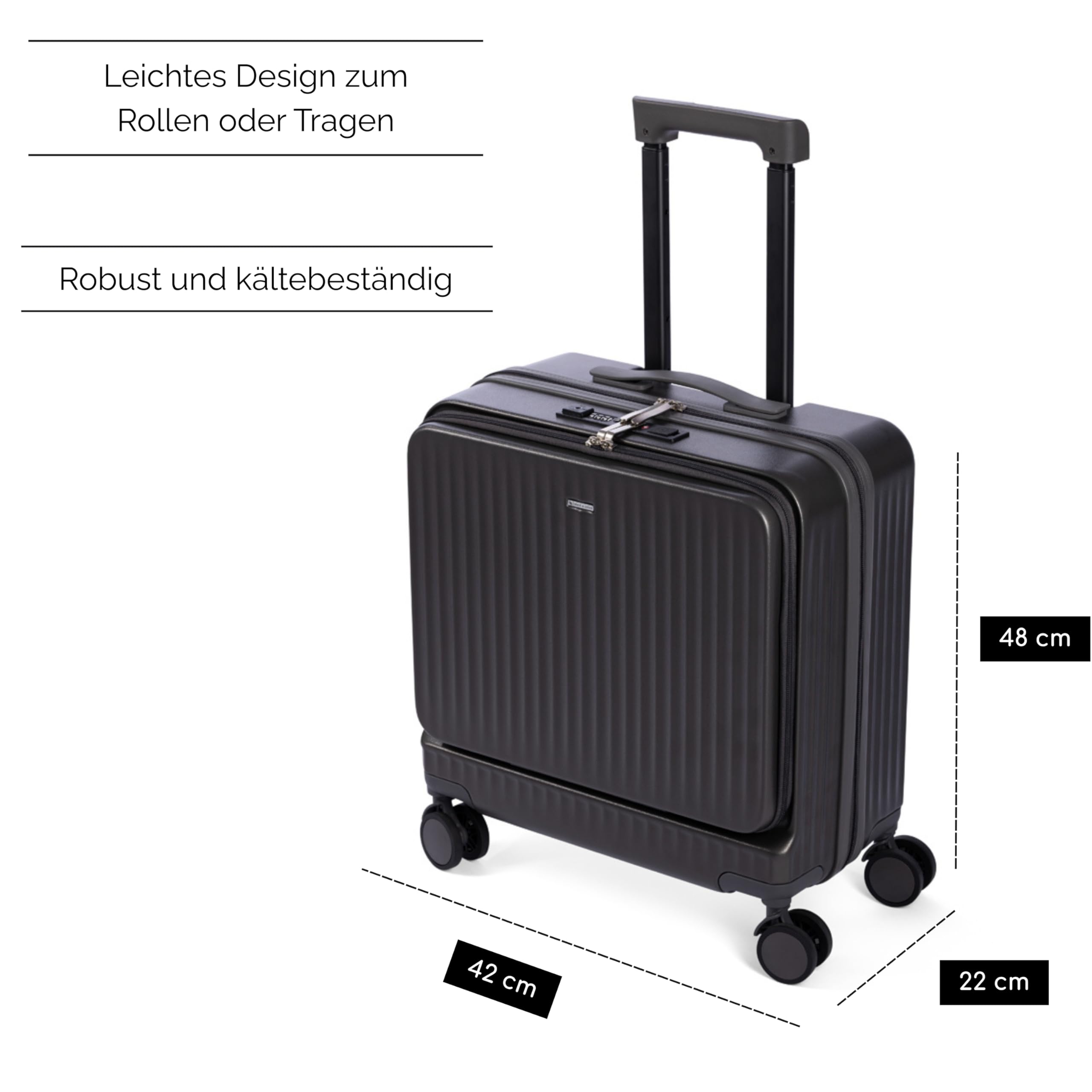 MAX & SONS Premium Business Trolley Kabinengepäck Leicht Rollen Koffer mit Laptopfach Handgepäck Reise Trolley für Geschäftsreisen