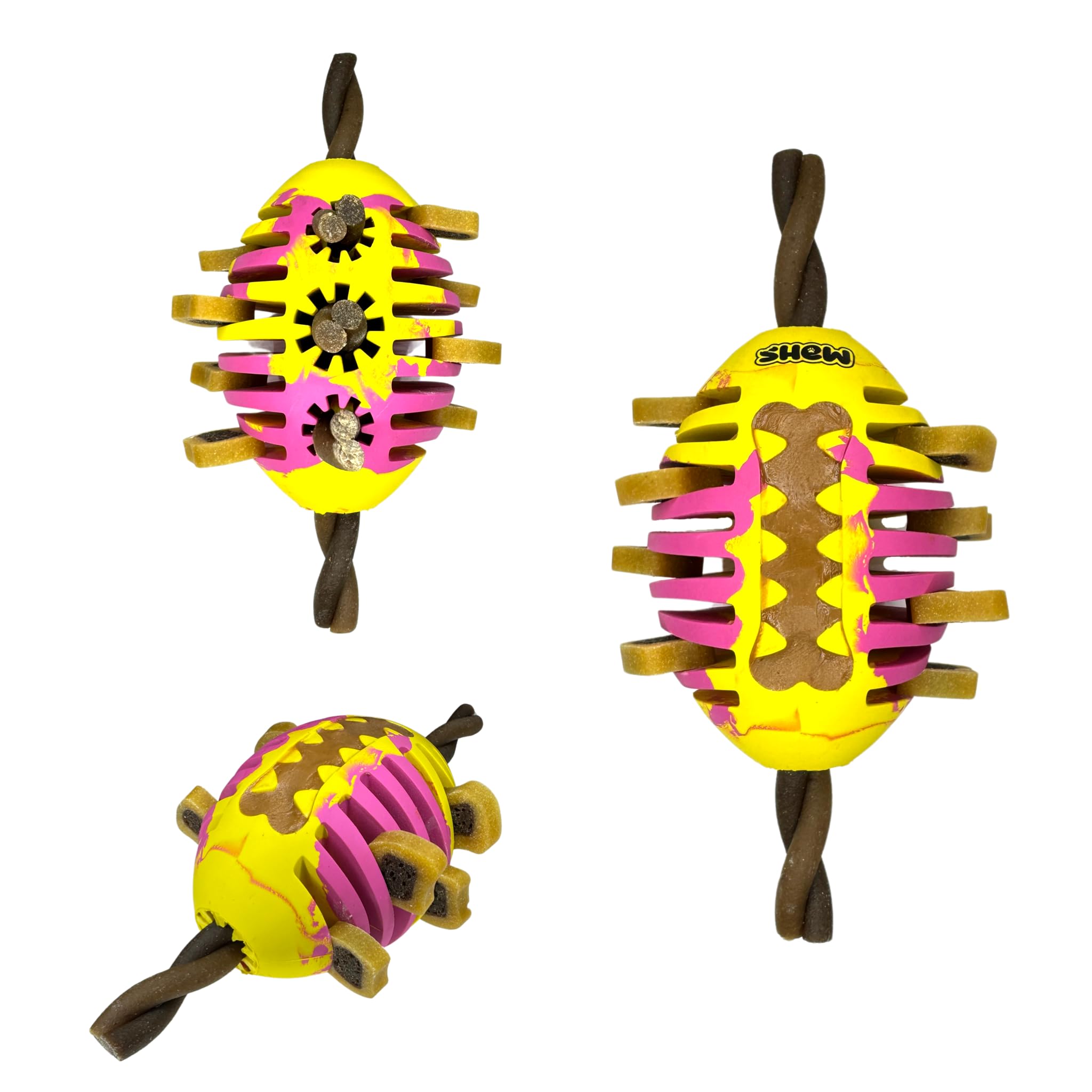 The SHEWY - Ultra-Durable Treat Dispensing Dog Toy Ball, Pink & yellow - Image 2