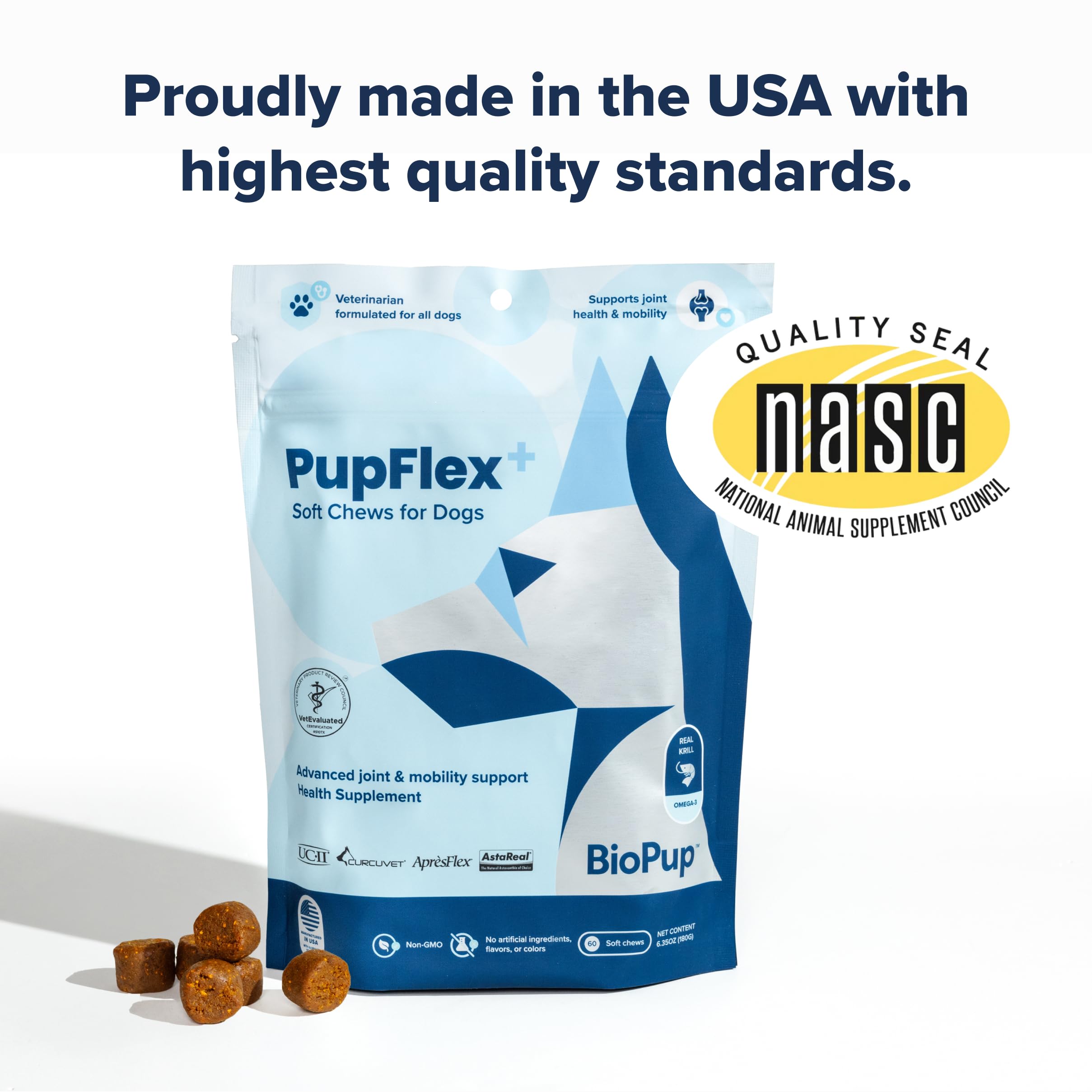 PupFlex+ Hip and Joint Supplement Dogs, Vet Created Soft Chews w/UC-II&reg; Collagen, CurcuVET&reg; & Omega 3 - UC-II Collagen More Effective Than Glucosamine Chondroitin, Dog Joint Supplement (60 ct) - image 6