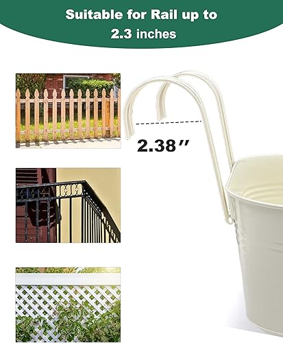 Miniatura 5 de Maceta colgante de metal de 11 pulgadas para interiores, 3 cubos de metal para balcón con ganchos desmontables y agujeros de drenaje, macetas