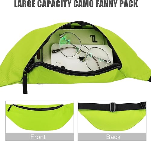 Miniatura 4 de KDWAVE Riñonera cruzada para hombres y mujeres, 2 bolsillos, cinturón ajustable, gran capacidad, para deportes y uso diario, Jungle Camo, Riñonera