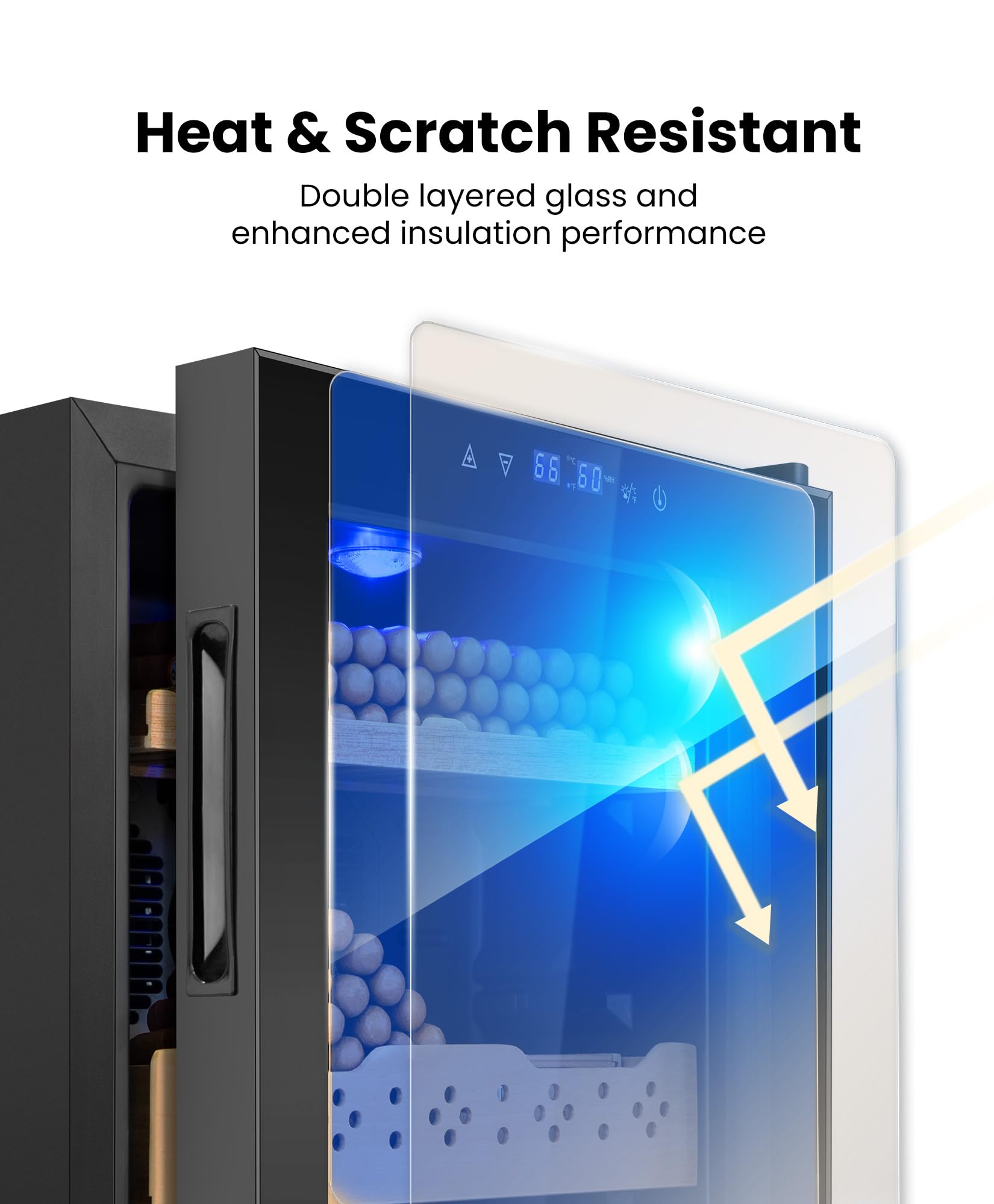 Rlpi Thermostatic Humidor 50l,300 Counts Electric Cooler Cabinet With Smart Temp & Humidity Control (59-72°F, 60-75% Rh),Digital LED Screen & Spanish Wood Shelves,Gift For Men on Fridge.com - View 6