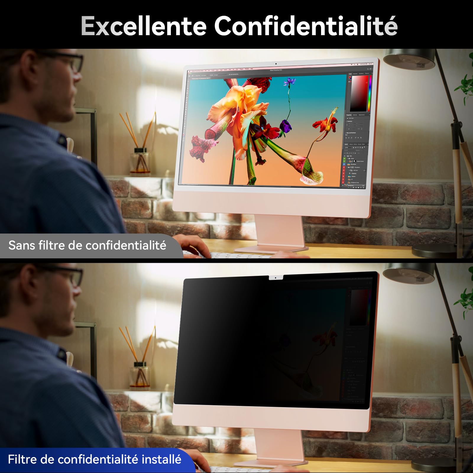 Filtre de Confidentialité pour iMac 27 Pouces Studio Display, Amovible Protection Anti Espion Lumière Bleue