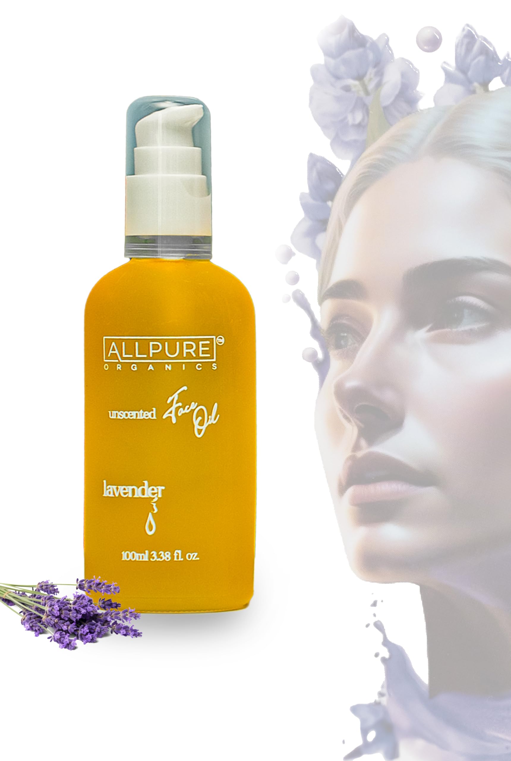 ALLPURE Organik Lavanta Yüz Bakım Yağı, Besleyici ve Onarıcı, Leke ve Akne Karşıtı, 100 ml