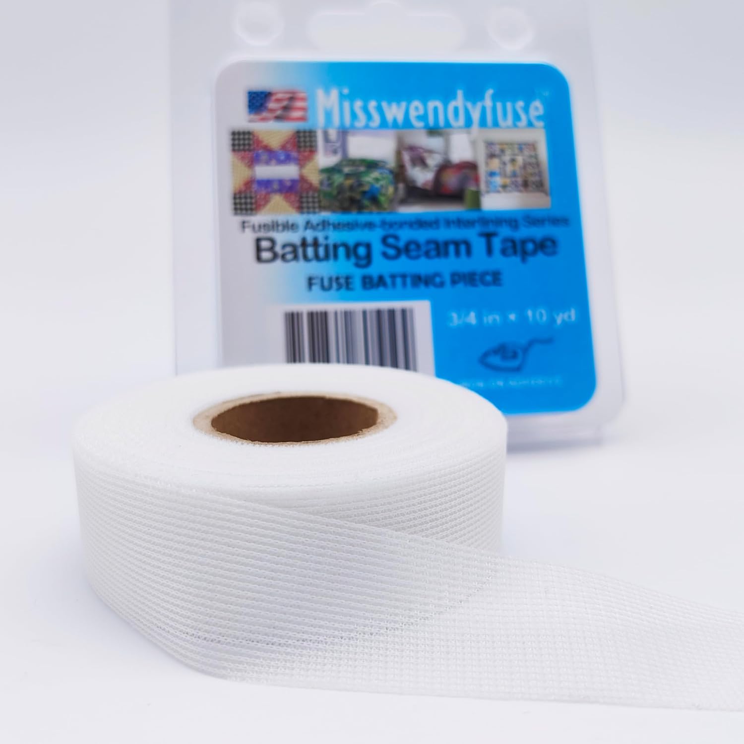 3/4"×10yds Batting Seam Tape,Sheer Quilt Batting Tape for Fusing Batting Piece, Single Side Adhesive-Bonded,White