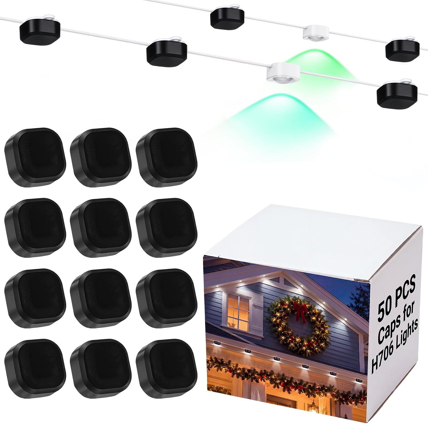 50PCS No Glow Christmas Light Caps Compatible with Govee Pro Light