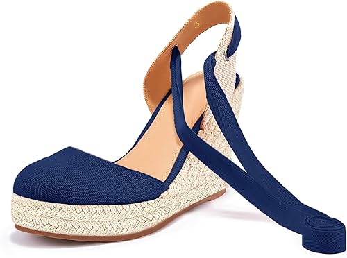 Miniatura 7 de FISACE - Alpargatas de verano para mujer, sandalias de plataforma, con hebilla en el tobillo y puntera cerrada