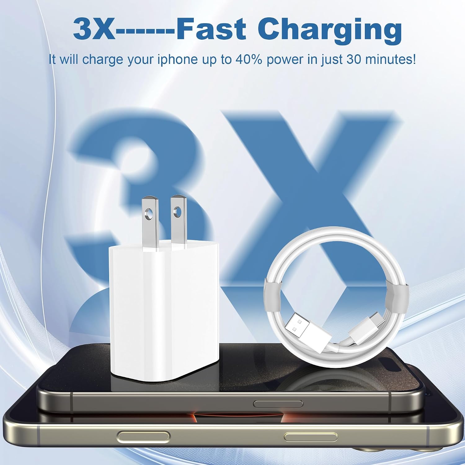 2Pack for iPhone 17 16 15 Pro Charger Charging, for Apple 20W Fast Wall Chargers Block with [3FT&6FT] USB to Type C Cable Cord for iPhone 17 16e 15 Pro Max for iPad Air/Pro for Airpods thumbnail
